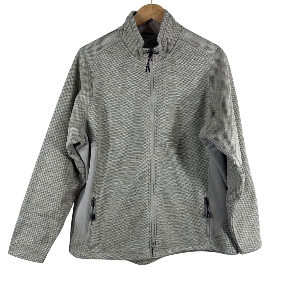 Antigua‎ Womens 2XL Tan Full Zip Textured Knit Mock Neck Jacket Plus Size Active